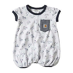 Carhartt® Size 18M Pony Print Romper in White/Pink