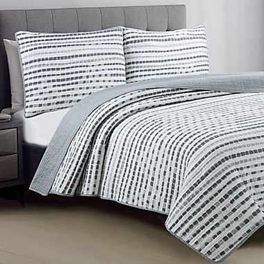 Estate Collection Nara 3-Piece Reversible Full/Queen Quilt Set in Grey. View a larger version of this product image.