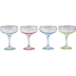 viva by VIETRI Rainbow Coupe Champagne Glasses (Set of 4)