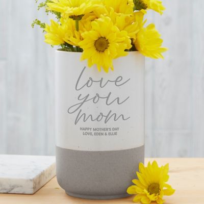 Love You, Mom Personalized Cement Vase