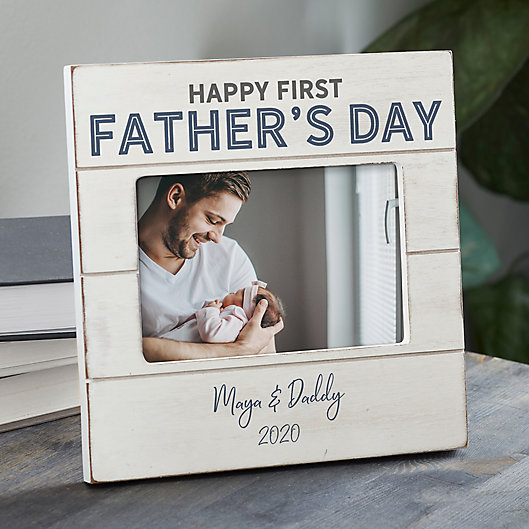 Alternate image 1 for First Father's Day Personalized Shiplap Picture Frame