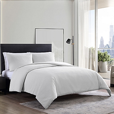 Vera Wang&reg; Waffle Pique 3-Piece Reversible King Comforter Set in Chalk. View a larger version of this product image.