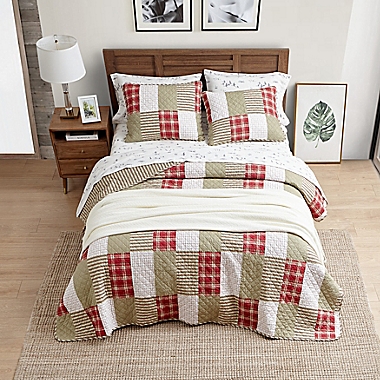 Eddie Bauer&reg; Camano Island Plaid Twin Quilt Set in Red. View a larger version of this product image.