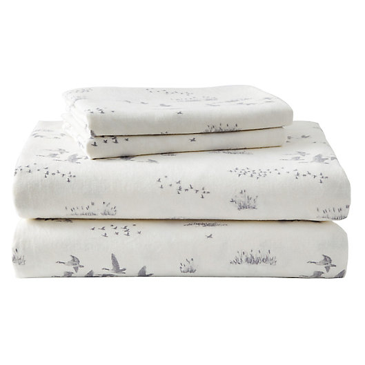Alternate image 1 for Eddie Bauer® Geese Meadow Cotton Flannel Full Sheet Set in Beige