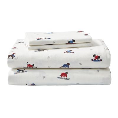 Queen Patterned Flannel Sheet Set Ski Patrol - Eddie Bauer