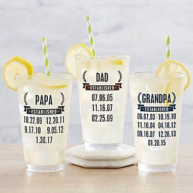 Date Established Personalized 16 oz Pint Glass. View a larger version of this product image.