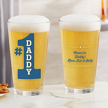 Personalised #No1 Dad Glass Pint Tankard Engraved Gift 
