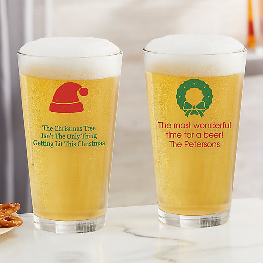 Alternate image 1 for Choose Your Icon Personalized Christmas 16 oz. Pint Glass