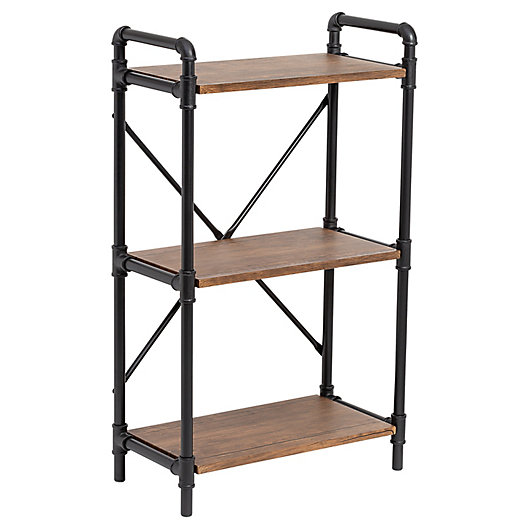 Industrial Bookshelf In Rustic, Bed Bath And Beyond Folding Bookcase