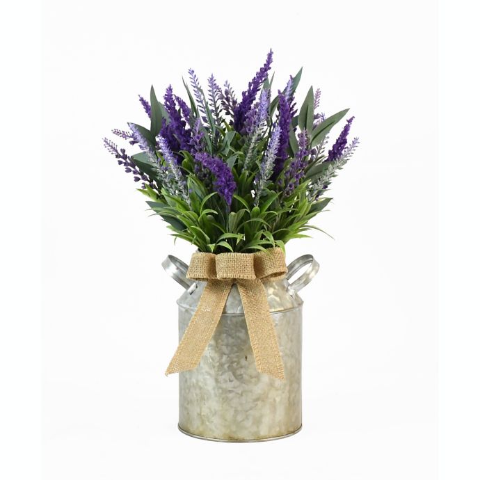 15-Inch Lavender Floral in Galvanized Milk Bucket | Bed Bath and Beyond ...