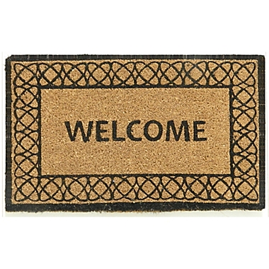 First Concept 18&quot; x 30&quot; Welcome Black Double Coir Door Mat in Natural. View a larger version of this product image.