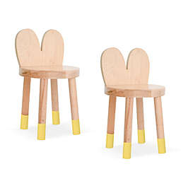Nico & Yeye Lola Kids Chairs in Yellow/Maple Wood (Set of 2)