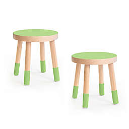 Nico & Yeye Poco Kids Chairs in Green/Maple Wood (Set of 2)