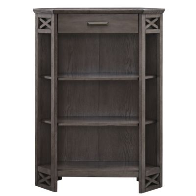 Leick Home Mantel Corner Bookcase in Grey Oak