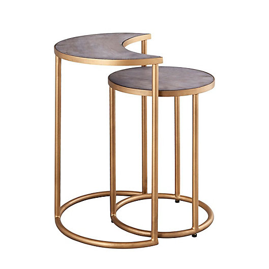 Alternate image 1 for Wild Sage™ 2-Piece Nesting Table Set in Gold/Distressed Black