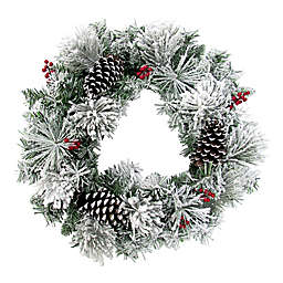 Fraser Hill Farm 24-Inch Flocked Christmas Wreath in White
