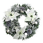 Alternate image 0 for Fraser Hill Farm 24-Inch Frosted Poinsettia Artificial Christmas Wreath in White