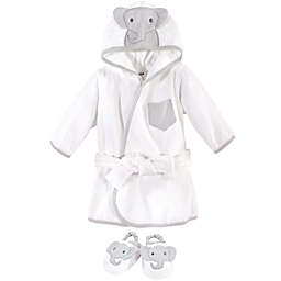 Hudson Baby® Size 0-9M Modern Elephant Bathrobe and Slippers Set