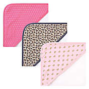 Hudson Baby&reg; Leopard 3-Piece Hooded Towels Set in Pink