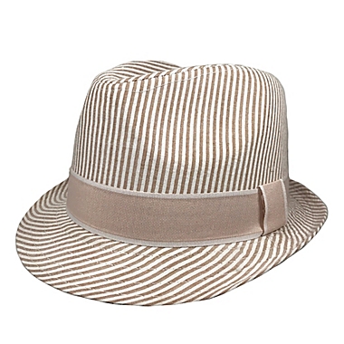 Toby Fairy&trade; Toddler Seersucker Fedora Hat in Sand. View a larger version of this product image.