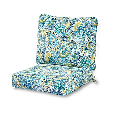 Greendale Home Fashions Baltic Paisley 2-Piece Outdoor Deep Seat Cushion Set in Blue. View a larger version of this product image.