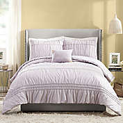 Jessica Simpson Ruched Stripe 4-Piece Full/Queen Comforter Set in Light Purple