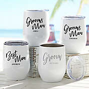 Classic Elegance Groomsmen Stainless Steel Stemless Wine Cup in White