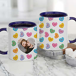 Conversation Hearts 11 oz. Personalized V-Day Cafe Mug in Blue