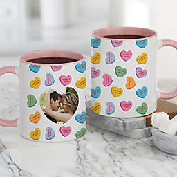 Conversation Hearts 11 oz. Personalized V-Day Cafe Mug in Pink