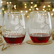 Festive Foliage Christmas Stemless Wine Glass