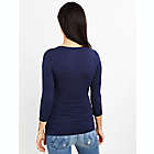 Alternate image 1 for A Pea in the Pod Small Side Ruched 3/4 Sleeve Maternity T-Shirt in Navy