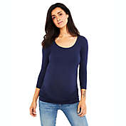 A Pea in the Pod Large Side Ruched 3/4 Sleeve Maternity T-Shirt in Navy