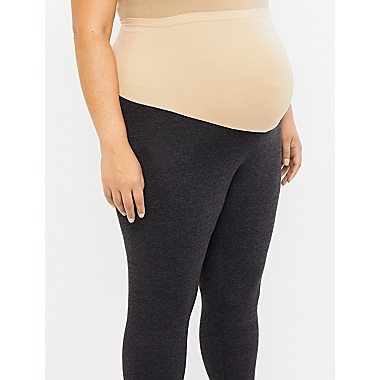Motherhood Maternity 1X Plus Size Essential Stretch Secret Fit Maternity Cropped Leggings in Grey. View a larger version of this product image.