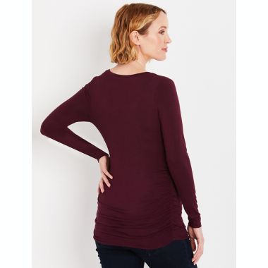 Motherhood Maternity&reg; Long Sleeve Side Ruched Maternity T-Shirt. View a larger version of this product image.