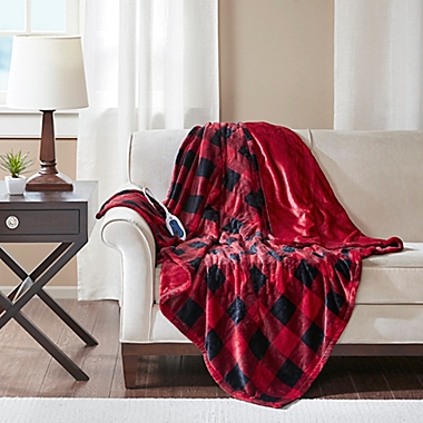 True North by Sleep Philosophy Oversized Heated Throw Blanket in Red. View a larger version of this product image.