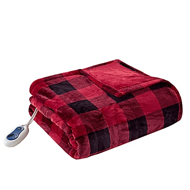 True North by Sleep Philosophy Oversized Heated Throw Blanket in Red. View a larger version of this product image.