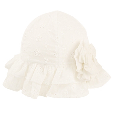 FREE SHIPPING BABY GIRL Eyelet Ruffled Hat with straps  PERSONALIZED FREE 
