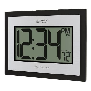 La Crosse Technology Atomic Digital Wall Clock with Indoor Temperature. View a larger version of this product image.