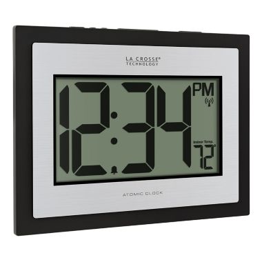 La Crosse Technology Atomic Digital Wall Clock with Indoor Temperature. View a larger version of this product image.