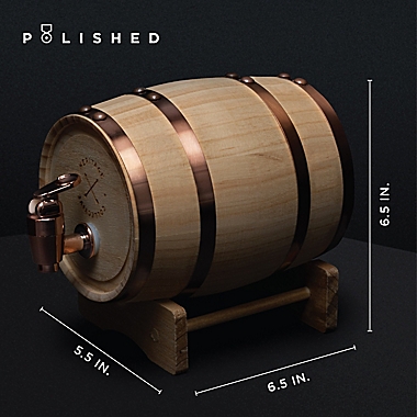 Polished 1-Liter Whiskey Barrel Beverage Dispenser in Brown. View a larger version of this product image.