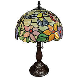 19-Inch Tiffany Style Floral Table Lamp with Glass Shade
