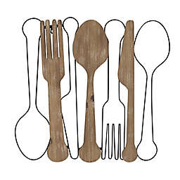 Stratton Home Décor Kitchen Utensil 40-Inch x 40-Inch Wood and Metal Wall Art in Brown