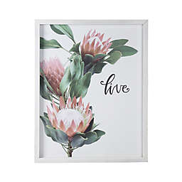 Stratton Home Décor "Live" 20-Inch x 16-Inch Framed Wall Art in White