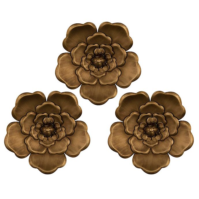Stratton Home D Eacute Cor Metal Flowers 8 Inch X Wall Decor In Gold Set Of 3 Bed Bath Beyond - Stratton Home Decor Large Blooming Tree Branch Wall In Gold