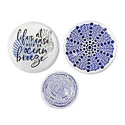 Stratton Home Decor Life&#39;s a Breeze 3-Piece Decorative Wall Plate Set in Blue/White/Grey