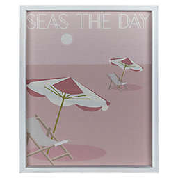 Stratton Home Décor "Seas the Day" 16-Inch x 20-Inch Framed Wall Art in Pink/White