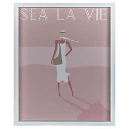 Stratton Home Décor "Sea La Vie" 20-Inch x 16-Inch Framed Wall Art in Pink/White