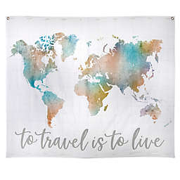 Stratton Home Decor To Travel is to Live 50-Inch x 57.5-Inch Watercolor Map Wall Tapestry