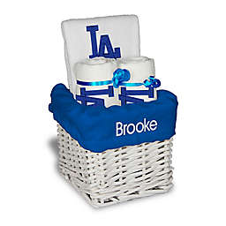 Designs by Chad and Jake MLB Personalized Los Angeles Dodgers 4-Piece Baby Gift Basket