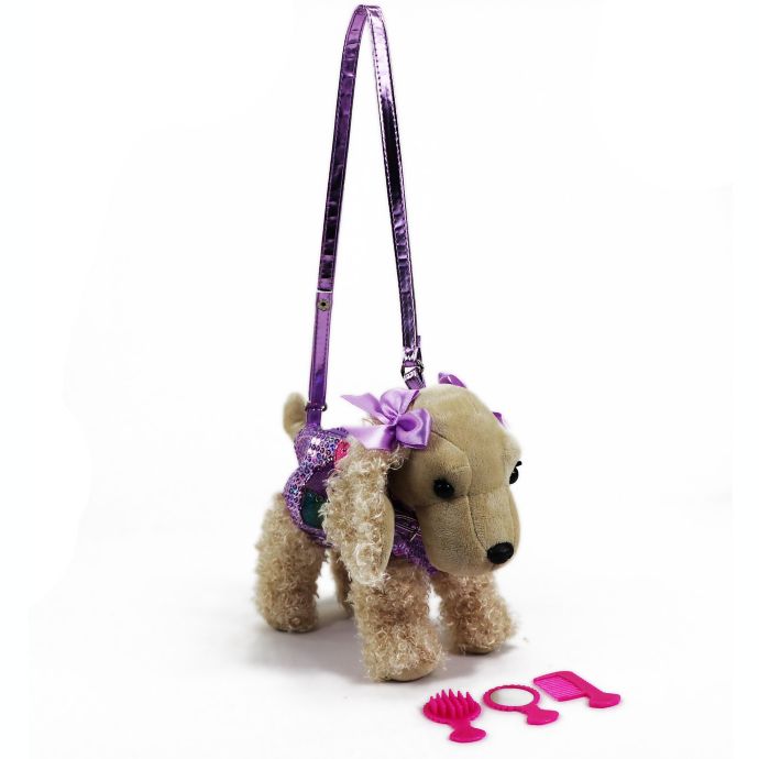 Poochie And Co Plush Sequin Cocker Spaniel Purse In Lavender Bed Bath Beyond